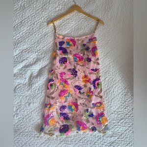 Colorful Glittery Pink Mini Dress